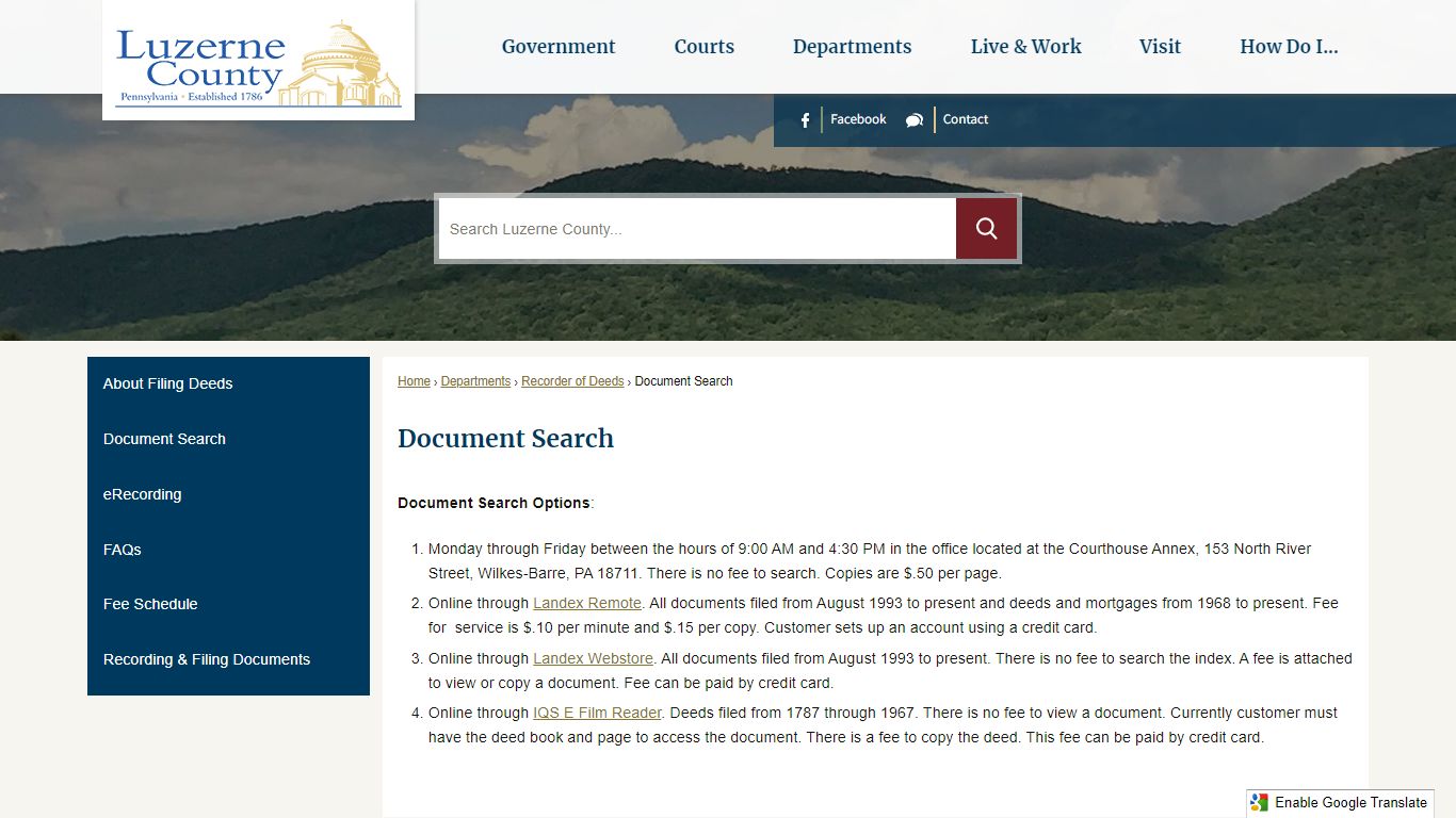 Document Search | Luzerne County, PA