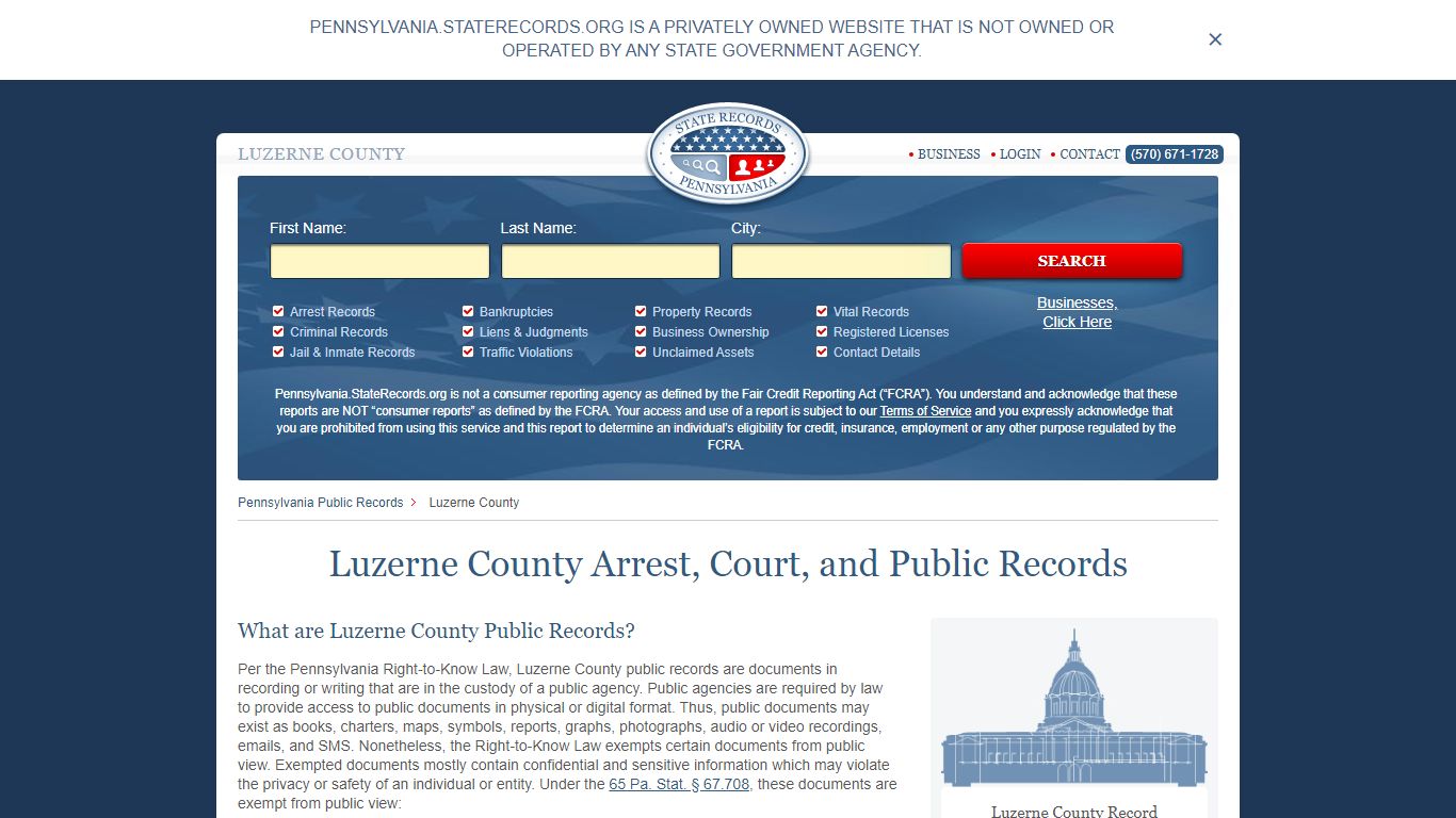 Luzerne County Arrest, Court, and Public Records