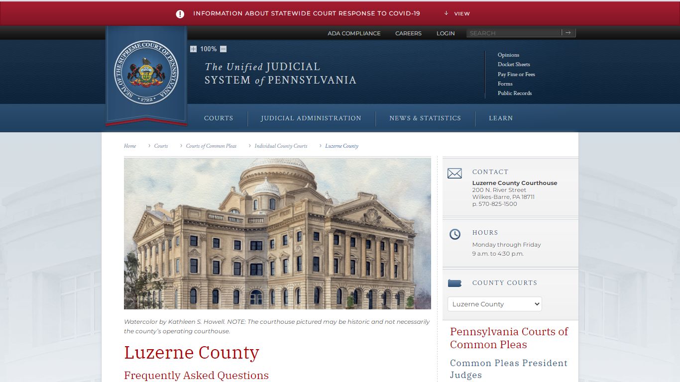 Luzerne County | Individual County Courts | Courts of Common Pleas ...